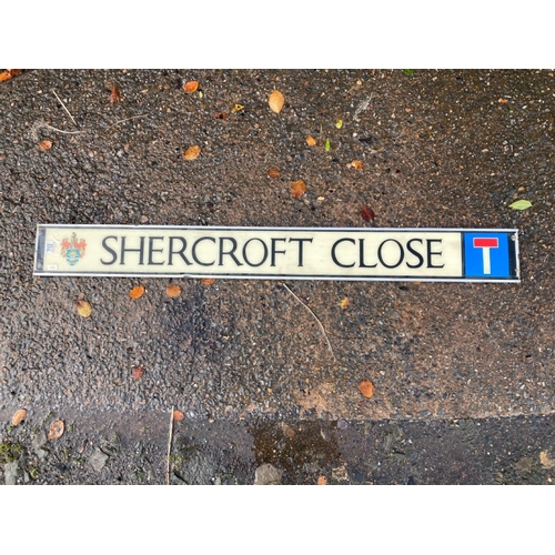 712 - Shercroft Close dead end street sign, 17cm x 150cm