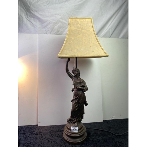 75 - Impressive figurine lamp with shade, the figurine on lamp is approx 43cm tall