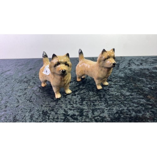 111 - 2 small Beswick Cairn terriers - approx 7.5 cm tall