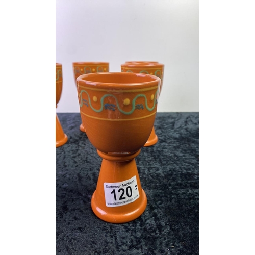 120 - 5 hand painted pottery goblets