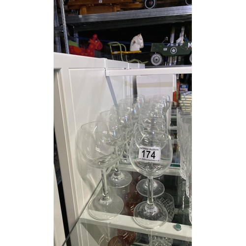 174 - 5 large, 7 smaller wine glasses