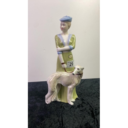 29 - Royal Doulton Reflections figurine with saluki dog - Park Parade HN 3116. Approx 30cm tall