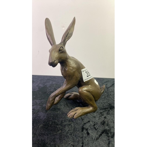 35 - Resin hare sculpture, approx 19cm tall