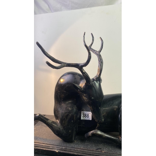 388 - European brass or metal cast deer, painted over in black