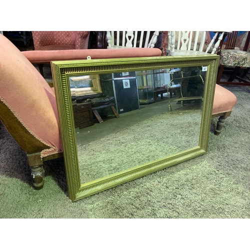 437 - Framed bevel edged mirror. Frame approx 66cm x 96cm