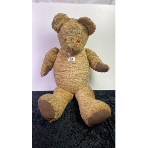 50 - Large vintage teddy bear, approx 75cm ear to paw