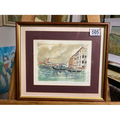 505 - Signed watercolour of a Venice scene.Approx 27cm x 31cm