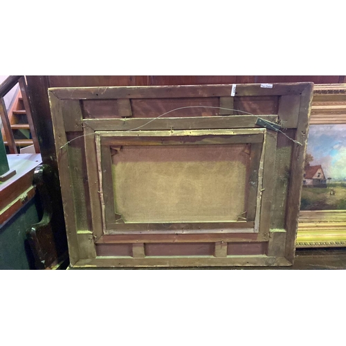 523 - Oil on canvas in gilt frame of a countryside farming scene by WR Stone (William Richard Stone). Appr... 