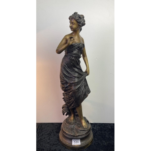 526 - Large and impressive 19th century French bronze sculpture of a young lady in classical style - signe... 