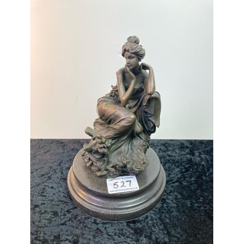 527 - Impressive 19th Century bronze figurine of a seated lady in classical style on a marble base. Signed... 