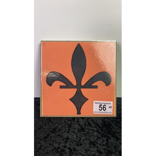 56 - Five ceramic tiles with Fleur de Lys design, 15x15cm