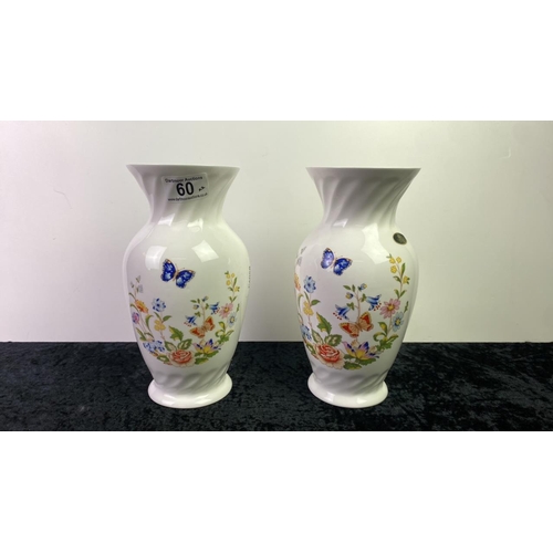 60 - Pair of Aynsley Cottage Garden vases, approx 23cm tall