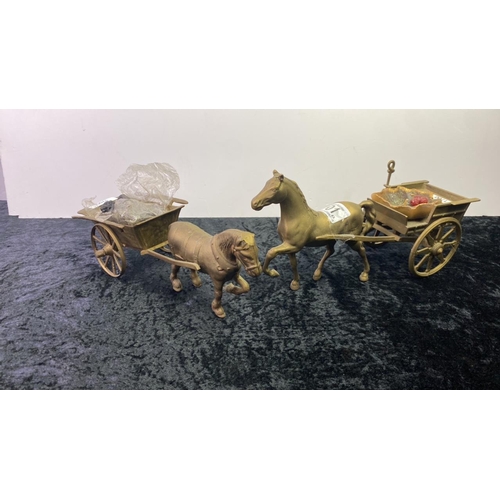 101 - Two brass horses and carts