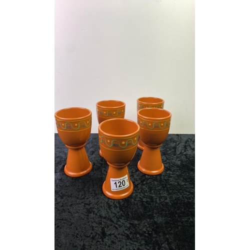 120 - 5 hand painted pottery goblets