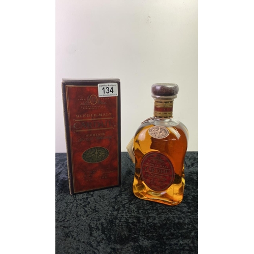 134 - A boxed bottle of Cardhu single malt Highland Scotch whisky aged 12 years - 1 litre