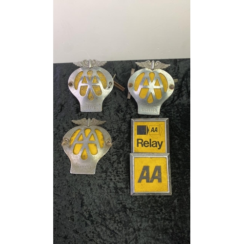 149 - 5 AA Metal Car Badges