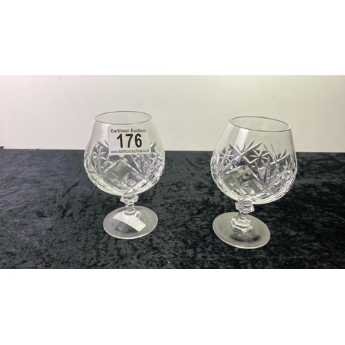 176 - 20 cut glass brandy glasses