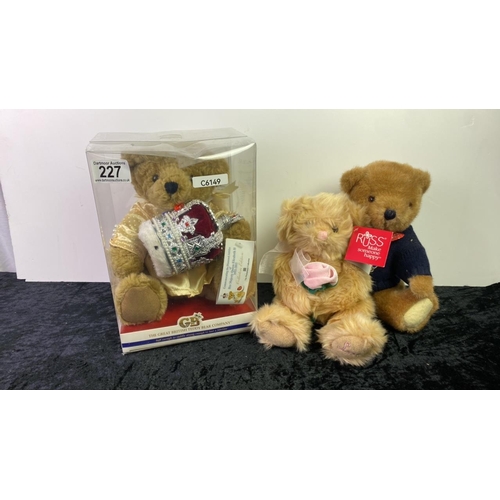 227 - A Great British Teddy Bear Company Queen Elizabeth 2 teddy bear along with a Russ Abbott and Royal B... 