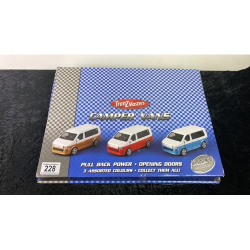 228 - A brand new sealed box of Tranz Masters die cast metal camper vans