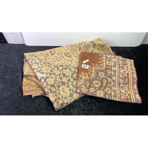 267 - A pair of vintage floor rugs/throws with some age - possibly prayer mats