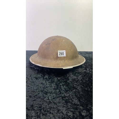 290 - An army / military metal helmet - RAOC ? with leather and canvas fittings