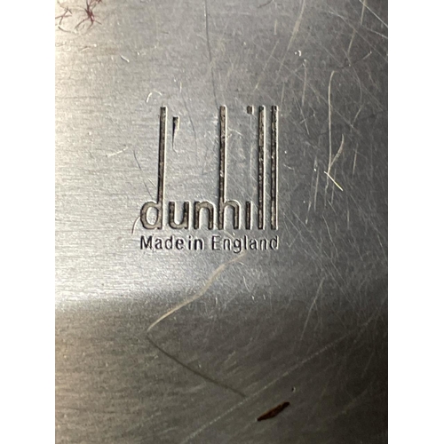 310 - Dunhill silver plated wood lined table top cigarette box, adjustable wooden interior. Dunhill logo t... 