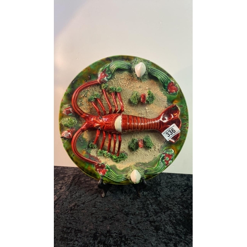 336 - Lobster Majolica large ceramic charger wall plate