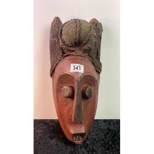 343 - African Mask with head mount maybe Gabon or Ivory Coast