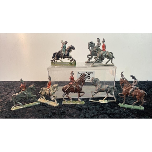 346 - Selection of lead soldiers guardsman and mixed horse riders, partially painted