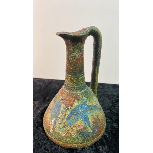 358 - Small, painted vase with handle inscribed to base 'Minoaiv'