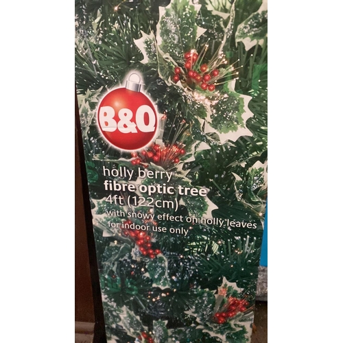 387 - B&Q holly berry fibre optic tree (4ft / 122cm) in box