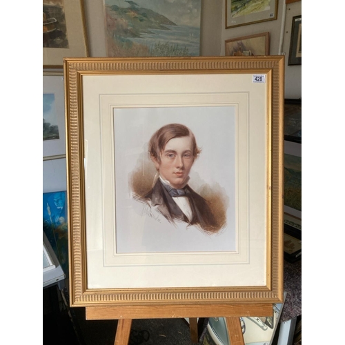 428 - Large framed print of Gilbert Bethune Hadow. Measures approx 77cm x 68cm