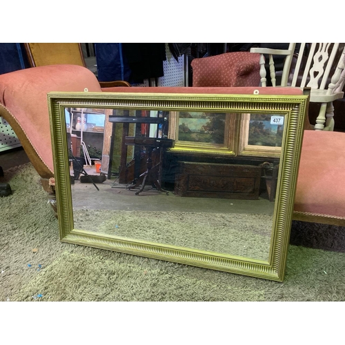 437 - Framed bevel edged mirror. Frame approx 66cm x 96cm