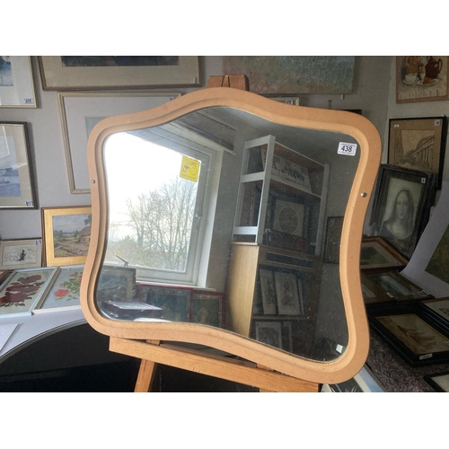 438 - Wooden framed mirror, approx 70cm x 80cm