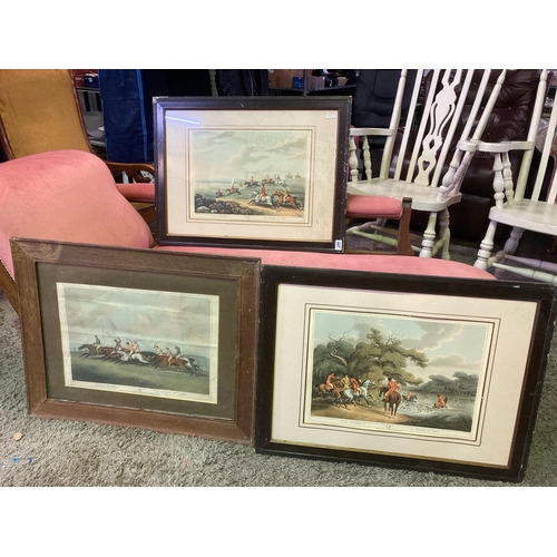 447 - 3 framed hunting prints - 2 are glazed