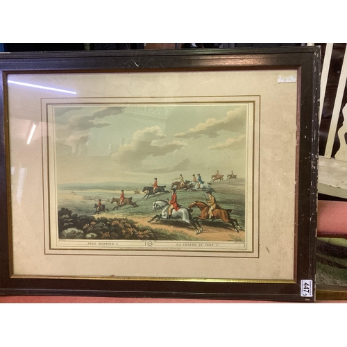 447 - 3 framed hunting prints - 2 are glazed