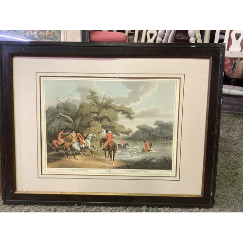 447 - 3 framed hunting prints - 2 are glazed