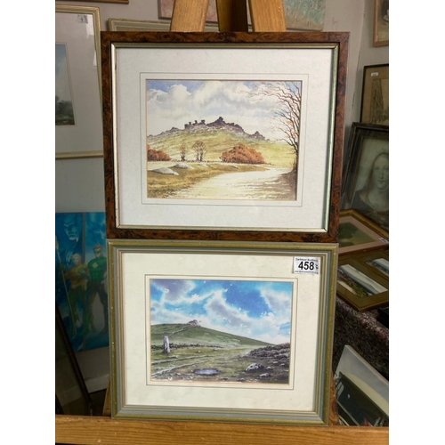 458 - A pair of Bryan Hayes prints of Dartmoor scenes. Frames approx 29cm x 34cm