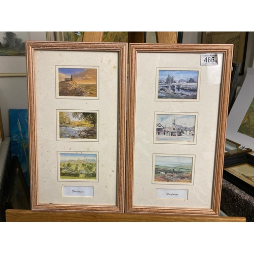 466 - A pair of framed and glazed triplet prints of Dartmoor scenes. Approx 41cm x 23cm