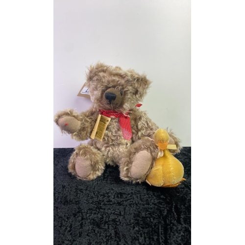 47 - Grisly limited edition 76/400 mohair teddy bear with duck, with tag