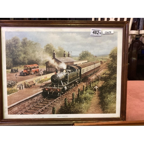 482 - Three Great Western Railway (GWR) Steam Train themed framed prints