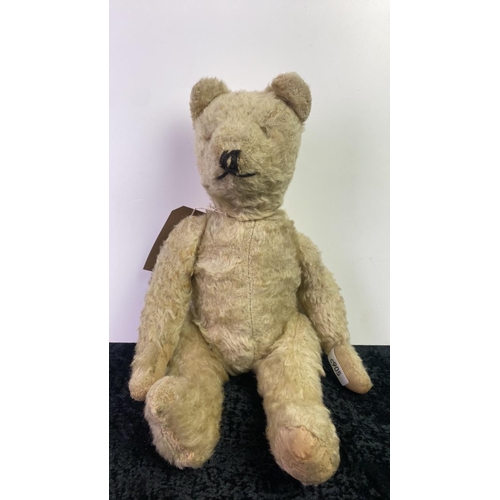 49 - Vintage teddy bear, shaved muzzle, stitched nose, no maker’s mark, approx 48cm ear to paw, needs new... 