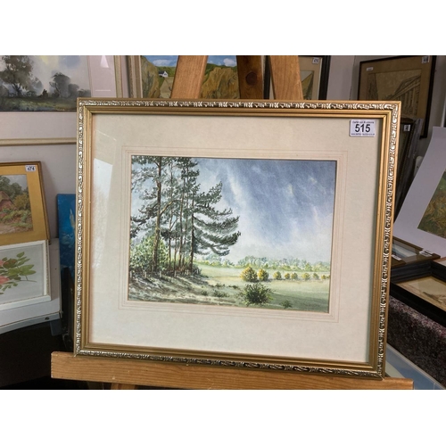 515 - Framed and glazed watercolour entitled ‘Rain and Shine in The New Forest’ by T McAndrew. Approx 43cm... 