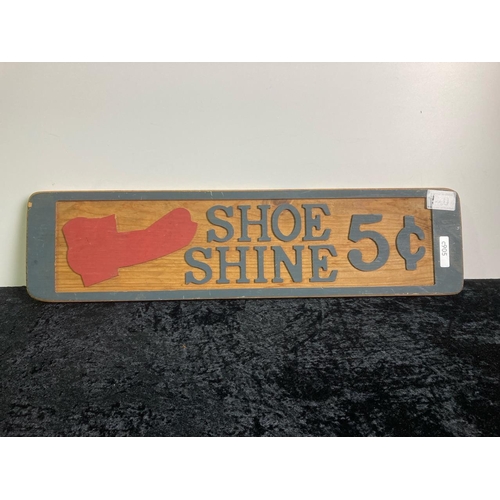 520 - Carved wooden Shoe shine sign