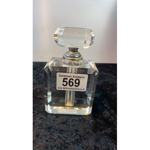 569 - Heavy glass deco style scent bottle