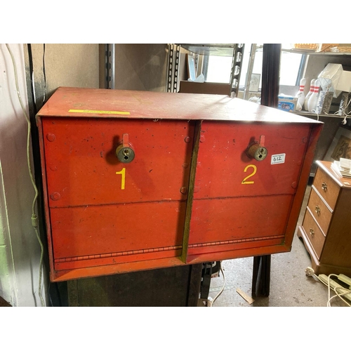 612 - Red Post Office safe box (no keys)