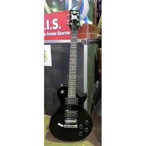 618 - Gear 4 music 6 string electric guitar with black body, really nicely made