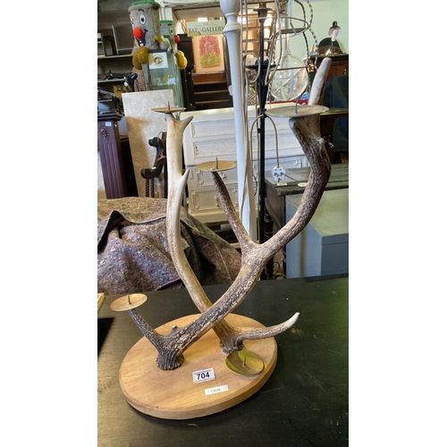 704 - Fine pair of Stag's Antlers creatively made in to candle holders. Perfect for Christmas!