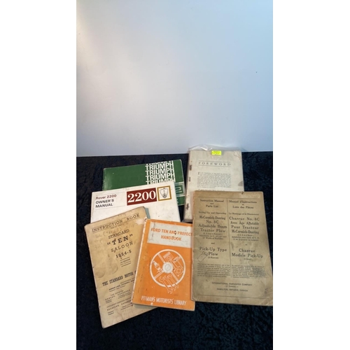 713 - Collection of automobilia booklets for Ford 10 and Prefect, Standard 10, Rover 2200, Triumph 2000 Mk... 