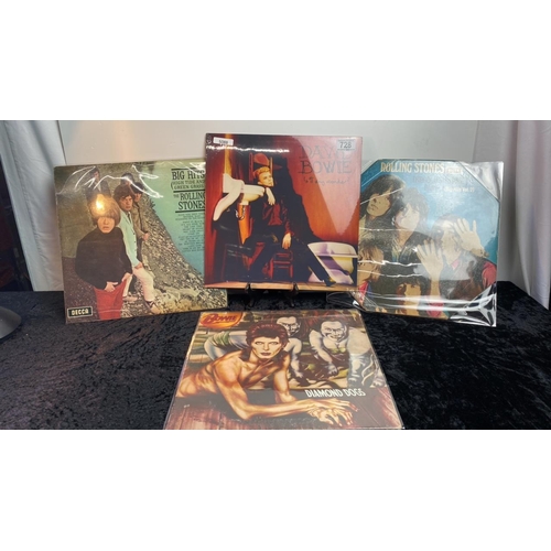 728 - Collection of David Bowie and Rolling Stones albums, including ‘Is It Any Wonder?’, ‘Diamond Dogs’, ... 